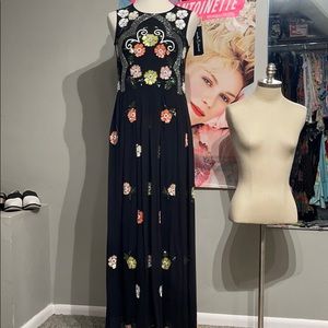 Needle & Thread Dress Sequin Black Maxi Small